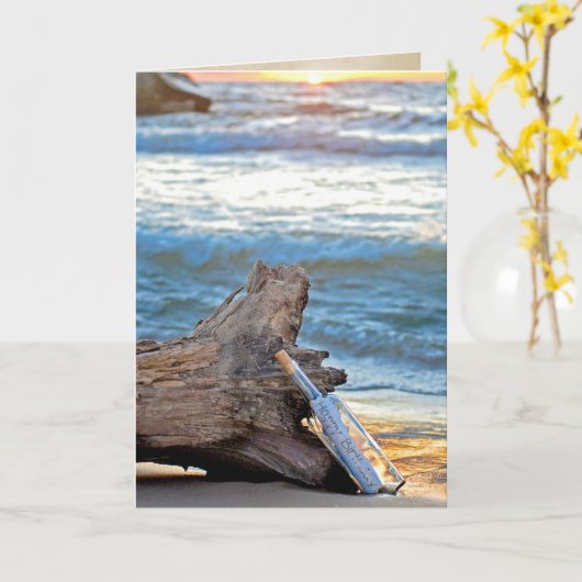 誕生日のボトル カード (黄色い花)