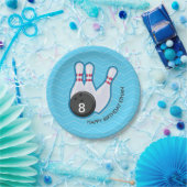 誕生日のボーリングのパーティーのシェブロンの青いプレート ペーパープレート (パーティー)