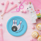 誕生日のボーリングのパーティーのシェブロンの青いプレート ペーパープレート (パーティー)