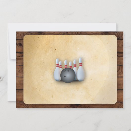 誕生日のボーリングの招待のパーティの招待状木 招待状 (裏面)