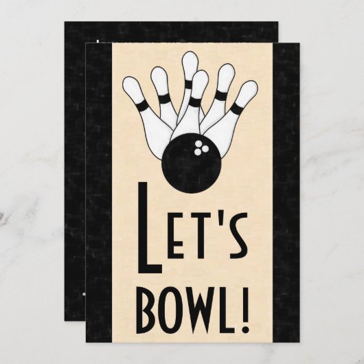 誕生日のボーリングをしようパーティの招待状 招待状 (正面/裏面)