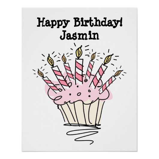 誕生日のポスターとカップケーキとキャンドルスケッチ。 ポスター (正面)