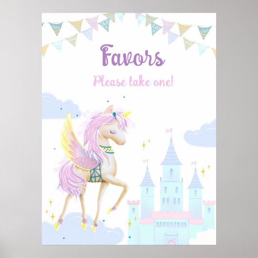 誕生日のポスターと愛らしいユニコーン。 ポスター (正面)