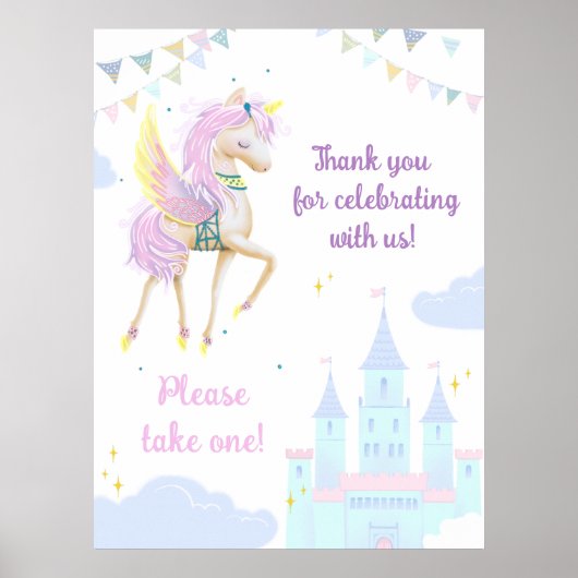 誕生日のポスターと愛らしいユニコーン。 ポスター (正面)