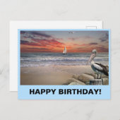 誕生日のポストカードのヨット ポストカード (正面/裏面)