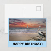 誕生日のポストカードの帆船 ポストカード (正面/裏面)