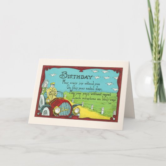 誕生日のマイルストーン素晴らし-アンティーク車の愛好家のための カード (正面)