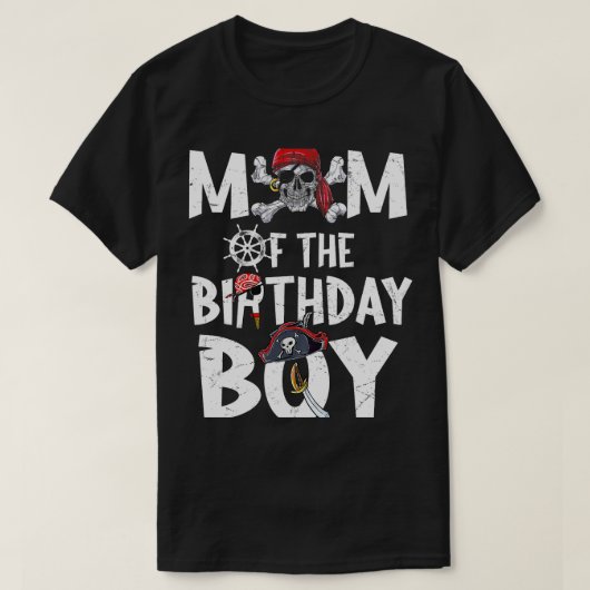 誕生日のママ男の子のシャツ海賊母ママMo Tシャツ (デザイン正面)
