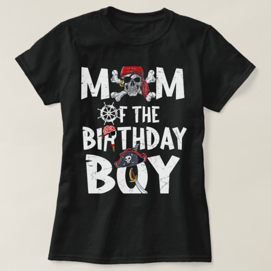 誕生日のママ男の子のシャツ海賊母ママMo Tシャツ (デザイン正面)
