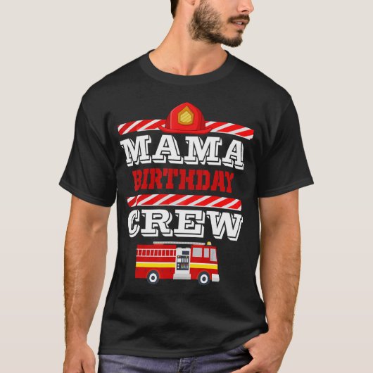誕生日のママ男の子の消防士のホスト Tシャツ (正面)