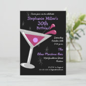 誕生日のマルティーニのカクテルの招待状 招待状 (スタンド正面)