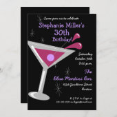 誕生日のマルティーニのカクテルの招待状 招待状 (正面/裏面)