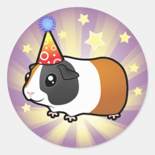 誕生日のモルモット(滑らかな毛) ラウンドシール