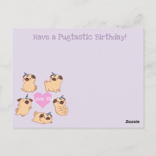 誕生日のユニコーンパグ ポストカード (裏面)