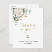 誕生日のユーカリグリーンお礼メッセージ ポストカード (正面/裏面)