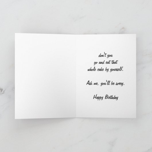 誕生日のユーモアは食べあのケーキ可愛い犬 カード (内部)