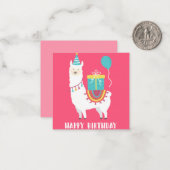 誕生日のラマ ノートカード (正面/裏面インサイチュ)
