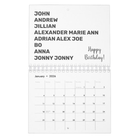 誕生日のリマインダーが母の大家族の緑おもしろいに カレンダー (1月 2026)