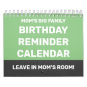 誕生日のリマインダーが母の大家族の緑おもしろいに カレンダー (カバー)