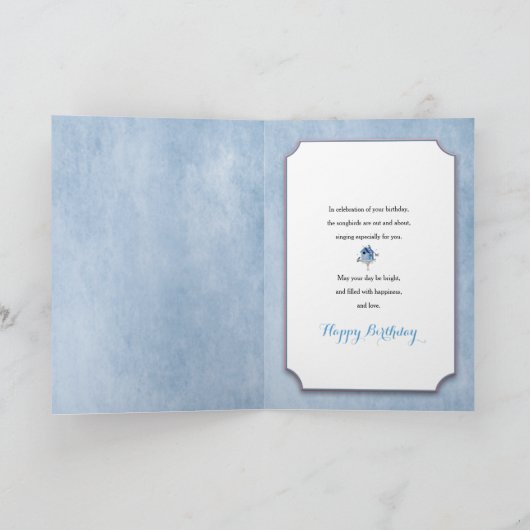 誕生日のレディビクトリアンバードハウスソンバード カード (内部)