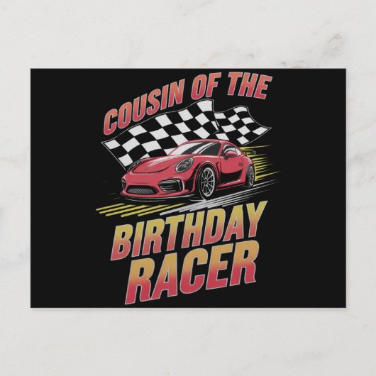 誕生日のレーサーのいとこ レース家族パーティー ポストカード (正面)