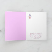 誕生日のレース及びピンクのブルーバードの花の聖なる書物、経典 カード (内部)