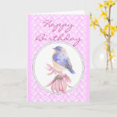 誕生日のレース及びピンクのブルーバードの花の聖なる書物、経典 カード (黄色い花)