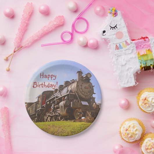誕生日のヴィンテージの蒸気の列車 ペーパープレート (パーティー)