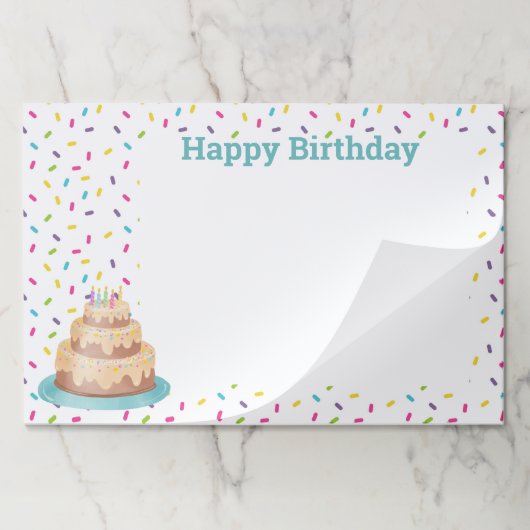 誕生日の使い捨てランチョンマット、教室またはオフィス ペーパーパッド (折り畳み)