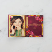 誕生日の写真バーガンディ花ありがとう サンキューカード (内部)