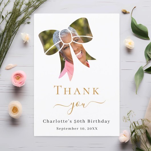 誕生日の写真弓 サンキューカード