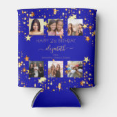 誕生日の写真王室のコラージュの青最高の友だち 缶クーラー (正面)