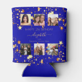 誕生日の写真王室のコラージュの青最高の友だち 缶クーラー (裏面)