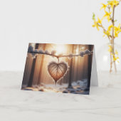 誕生日の冬のハートの葉の森 カード (黄色い花)