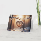 誕生日の冬のハートの葉の森 カード (正面)