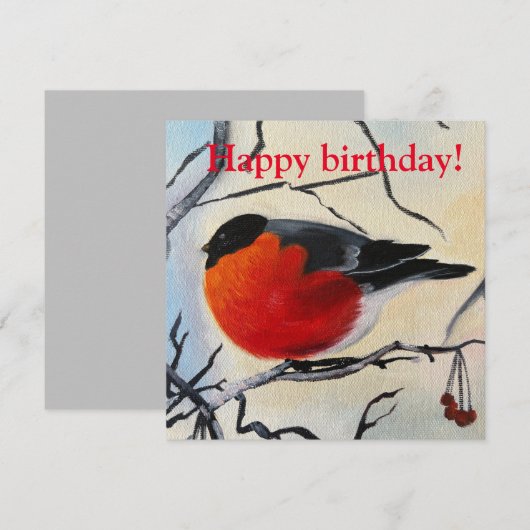 誕生日の冬の鳥カード (正面/裏面)