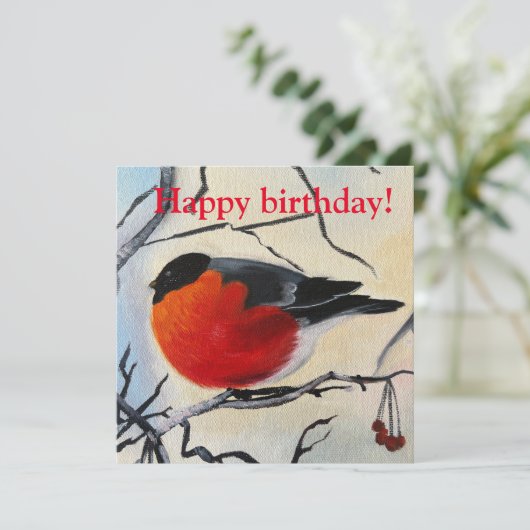 誕生日の冬の鳥カード (スタンド正面)