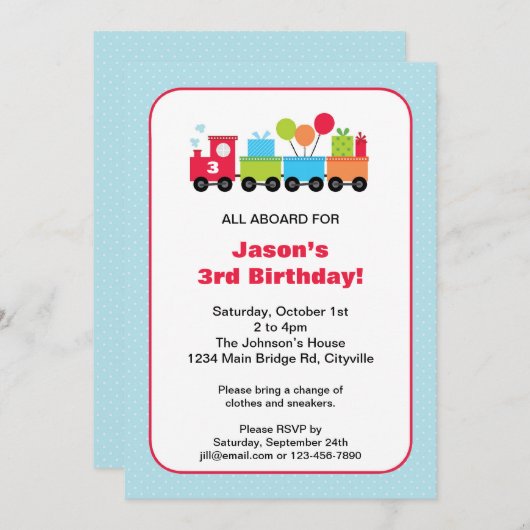 誕生日の列車の招待状 招待状 (正面/裏面)