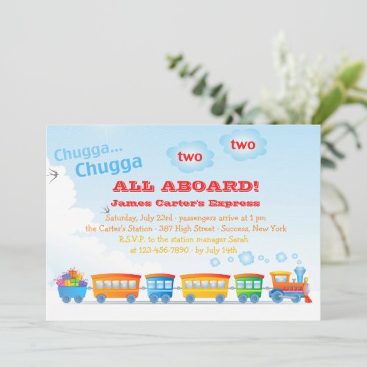 誕生日の列車の2歳児の招待状 招待状 (スタンド正面)