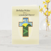 誕生日の十字の司祭 カード (黄色い花)