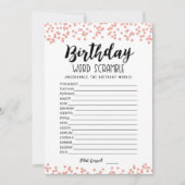 誕生日の単語のスクランブルとAnswersゲームカード 招待状 (正面)