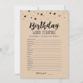 誕生日の単語のスクランブルとAnswersゲームカード 招待状 (正面)
