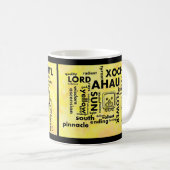 誕生日の単語の雲のAhauマヤのアステカなXochitlのマグ コーヒーマグカップ (正面右)