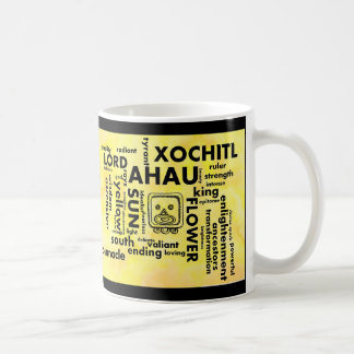 誕生日の単語の雲のAhauマヤのアステカなXochitlのマグ コーヒーマグカップ