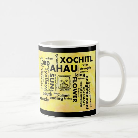誕生日の単語の雲のAhauマヤのアステカなXochitlのマグ コーヒーマグカップ (右)