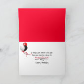 誕生日の古い赤いトラックのファジーサイコロ カード (内部)