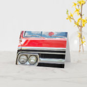 誕生日の古い赤いトラックのファジーサイコロ カード (黄色い花)