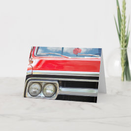 誕生日の古い赤いトラックのファジーサイコロ カード