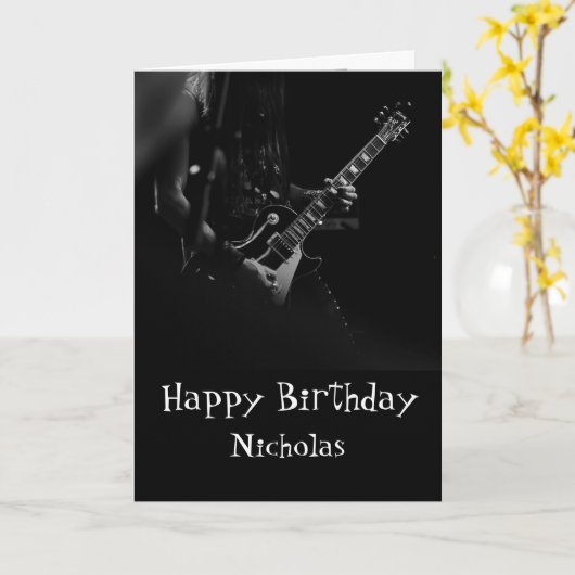 誕生日の名前をカスタムするのミュージシャンのおもしろいロック・ミュージック カード (黄色い花)