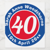 誕生日の名称、年齢、日付ワインによる記念会 ワインラベル (シングルラベル)